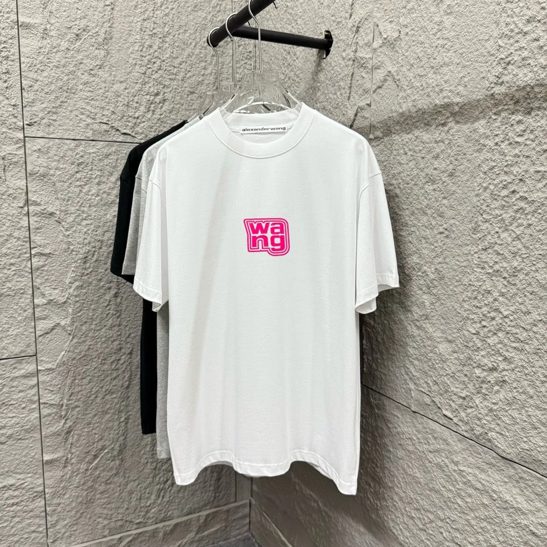 * *alexander 2025 New Arrival Pink wang T Same Style ：Black White Size： S （90-130 ） M （120-150 ） L （140-165 ） XL （160-180 ） XXL （180 ）